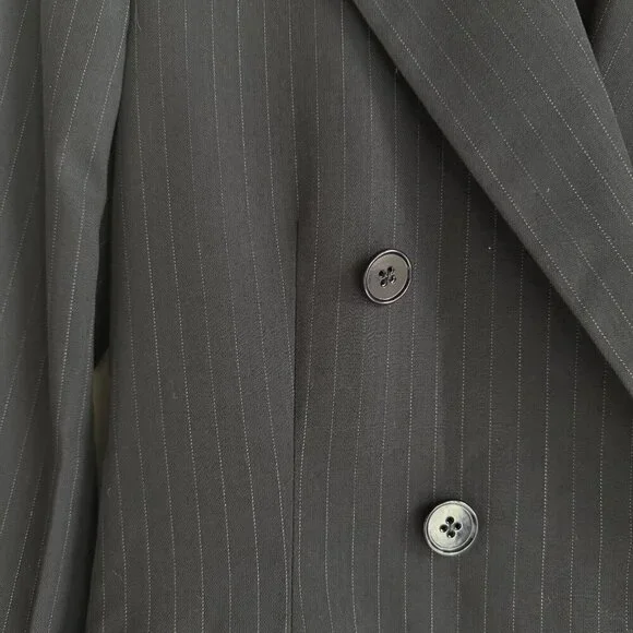 Vintage Ralph Ralph Lauren Double Breasted Pin Striped Navy Blue Blazer 8 - Picture 4 of 8